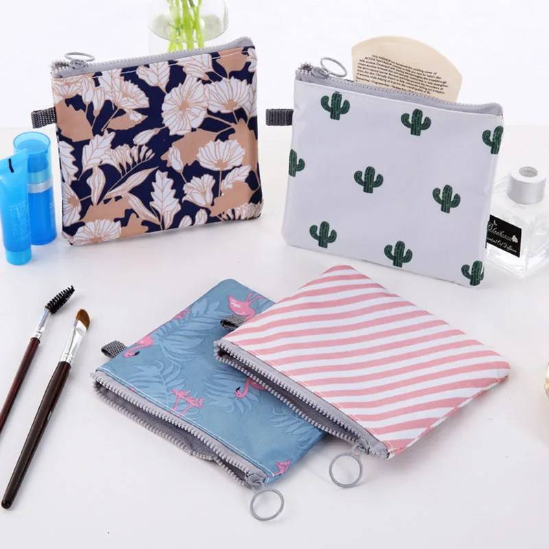 ISKYBOB Women Girl Sanitary Pad Organizer Holder Napkin Towel Travel Bags Storage Case Pouch Diaper Purse Cosmetic Zipper 4.7