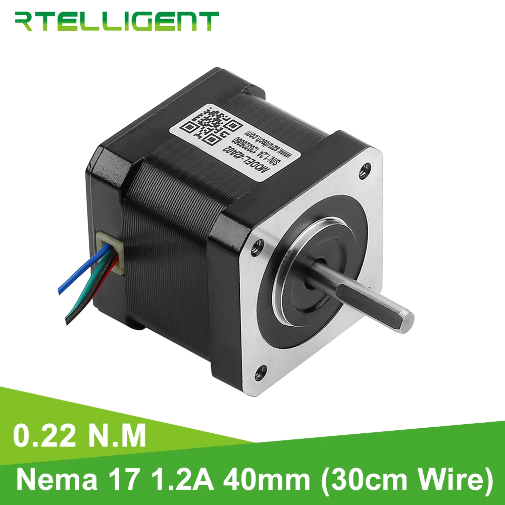 Rtelligent 22N cm(31.5oz.in) 3D printer motor 4 lead Nema 17 stepper motor 42 motor 40mm 1.2A step motor for CNC Mechanic Motor