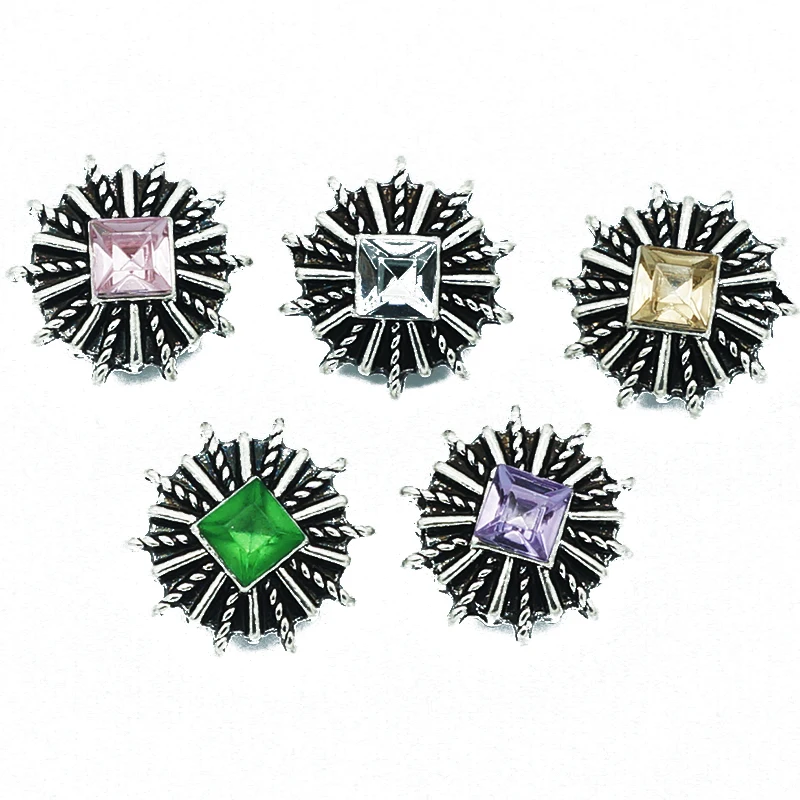 

Hot sale 10pcs mixed beauty radiative lines 12MM rhinestone metal snap buttons fit DIY 12mm snap jewelry KZ9073