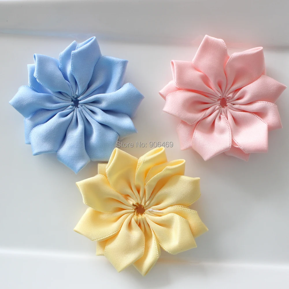 7cm Kids hair flower satin fabric flower for baby girl women headwear 1000pcs 2016