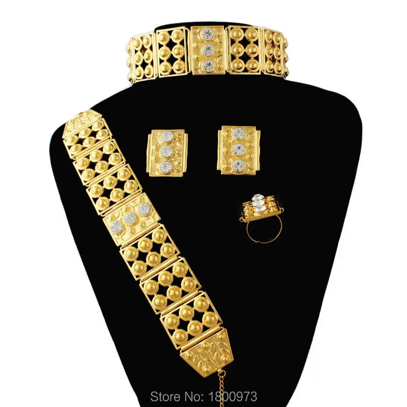 Adixyn Big Size and Heavy Ethiopian wedding jewelry sets For Women  Gold Color Habesha Jewelry African bridal jewelry sets