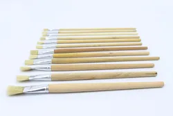 20pcs/Set pig bristle wooden brush pen flat head single brush gouache brushes Paint Brush Art Supplies Student Stationery