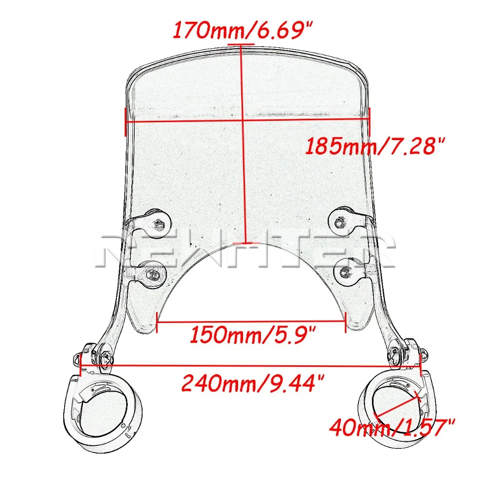 Motorcycle Adjustable Windscreen Custom Compact Sport Wind Deflector Windshield 39-41mm For Harley Sportster XL883 XL1200 04-22