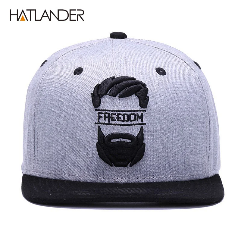 HATLANDER Original snapback cap men flat brim bone baseball caps embroidery mustache mens hat youth street ware cool hip hop cap