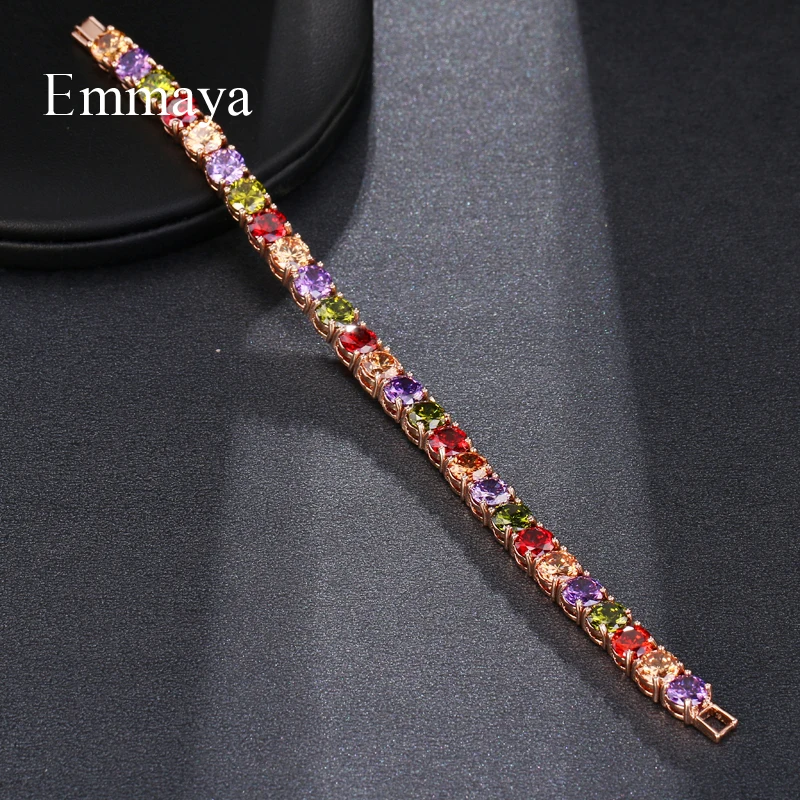 Emmaya Multicolor Zircon Rome Bride Wedding Bracelet & Bangles Hip hop Jewelry Cut 6.0 mm CZ Tennis Bracelet For Women/Men Party