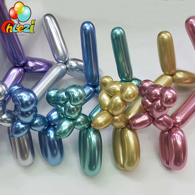 

100Pcs Metallic latex Balloon chrome Metal Texture Magic Tying Twisting Long Latex Balloon Birthday Wedding Birthday Decoration