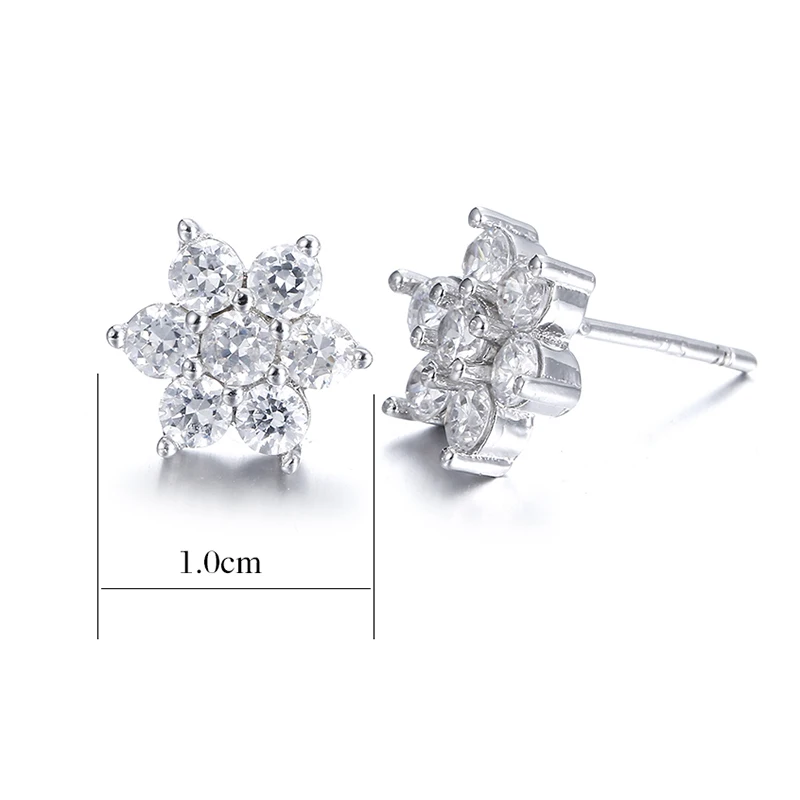 925 Silver Needle Fashion Shiny Crystal Snowflake Women Ladies Stud Earrings Jewelry Gift Wholesale Promotion Cheap