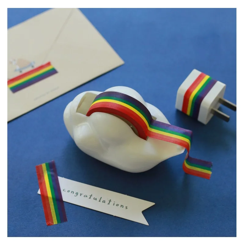 Creative Cloud Rainbow Tape Seat, Washi Tape Dispenser, Adhesive Plastic Tape Organizer, Cutting Tape