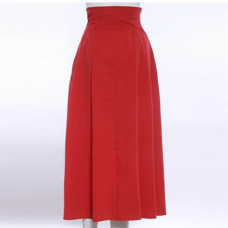 Sexy High Waist Women Skirts OL Working Pleated Solid Polyester Knee-length Hot Skirts for Womens L257 35