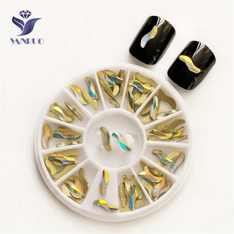 YANRUO 2567NoHF AB S Shape 2x9mm Crystals Non Hotfix Strass Glass Flatback DIY Rhinestones For Nails Charms