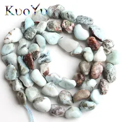 6-8mm Natural Irregular Genuine Larimar Stone Beads Smooth Loose Spacer Bead For Jewelry Making DIY Bracelet Necklace 15