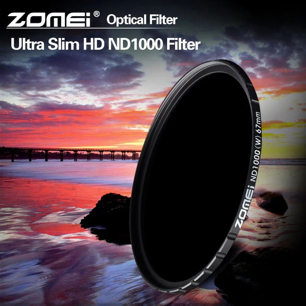 ZOMEI 77mm ND1000 Slim HD ND Filter 18 Layers Multi-coated 10-stop/3.0 Neutral Density Gray Filter For Canon Nikon Sony Fujifilm