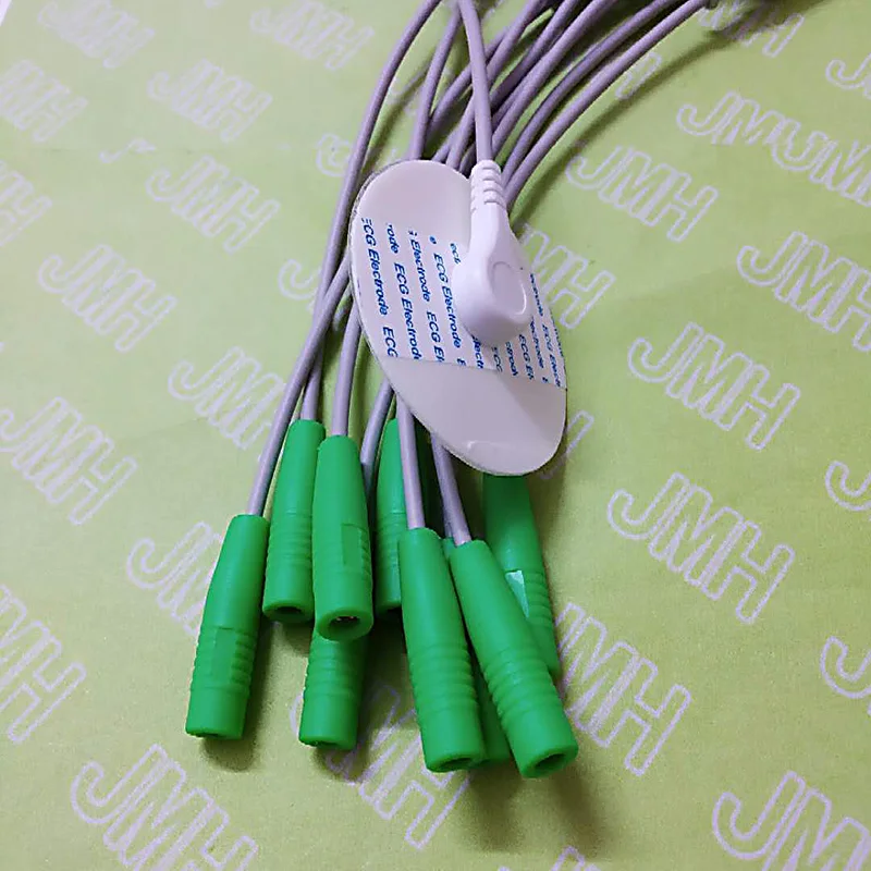 10PCS 4.0MM Female banana ECG/EKG/EEG/EMG electrodes adapter cable,4.0 Banana connector shift to snap test leadwire