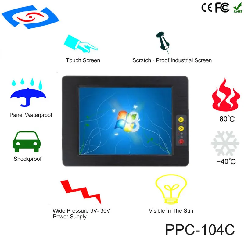 High Quality Wholesale 10.4 Inch Fanless 4-wire Resistive Touch Screen Industrial Touch Tcreen Panel PC From ShenZhen