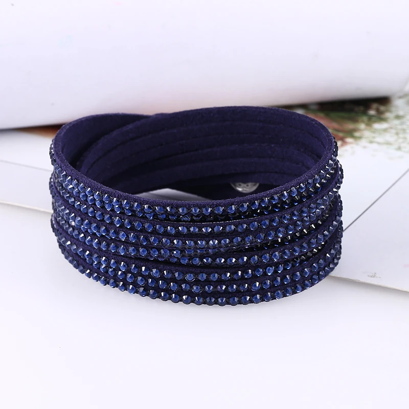 HOCOLE 2019 New Charm Rhinestone Crystal Leather Bracelets For Women Bohemian Vintage Bracelet Statement Fashion Jewelry Gifts