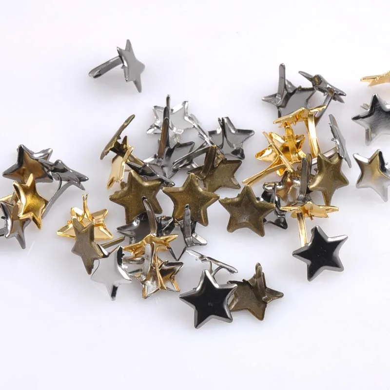 4 colors 50PCs Mixed Pastel Star Brad Scrapbooking Embellishment Fastener Brads Metal Crafts For shoes Decoration 14mm CP1513