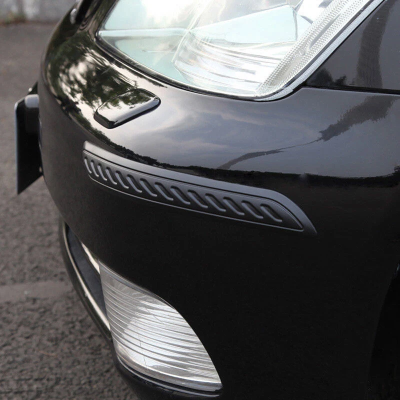 2pcs Black Car Rubber Door Sticker Bumper Corner Protector Anti-Kick Scratch Pad Scratch Proof Textured Pad Sill Strip Guard