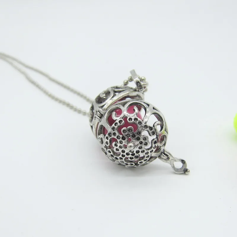 Vintage Antique Silver 90cm Ball Chain DIY Locket Box and Nice Harmony Chime Jingle Speaking Pregnancy Pendant Necklace