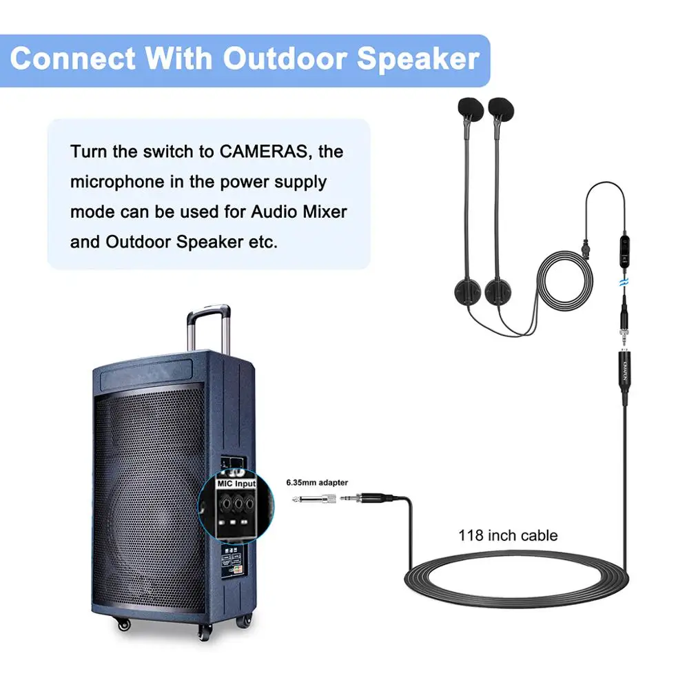 KIMAFUN Wired Dual Accordion Microphone Professional Condenser Musical Instrument High Fidelity Microphone for Accordion