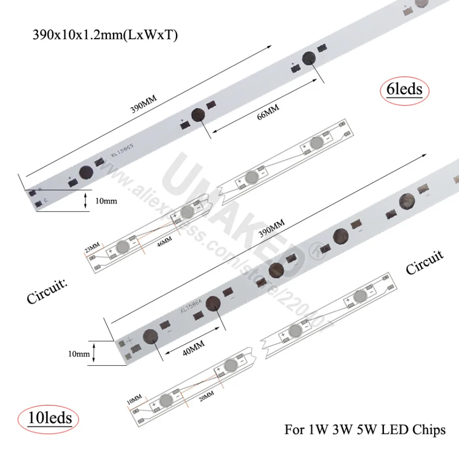 10pcs 1W 3W 5W LED Aluminum Base Plate 390mm PCB Board DIY For 6 10 18 30W Watt High Power Light Beads