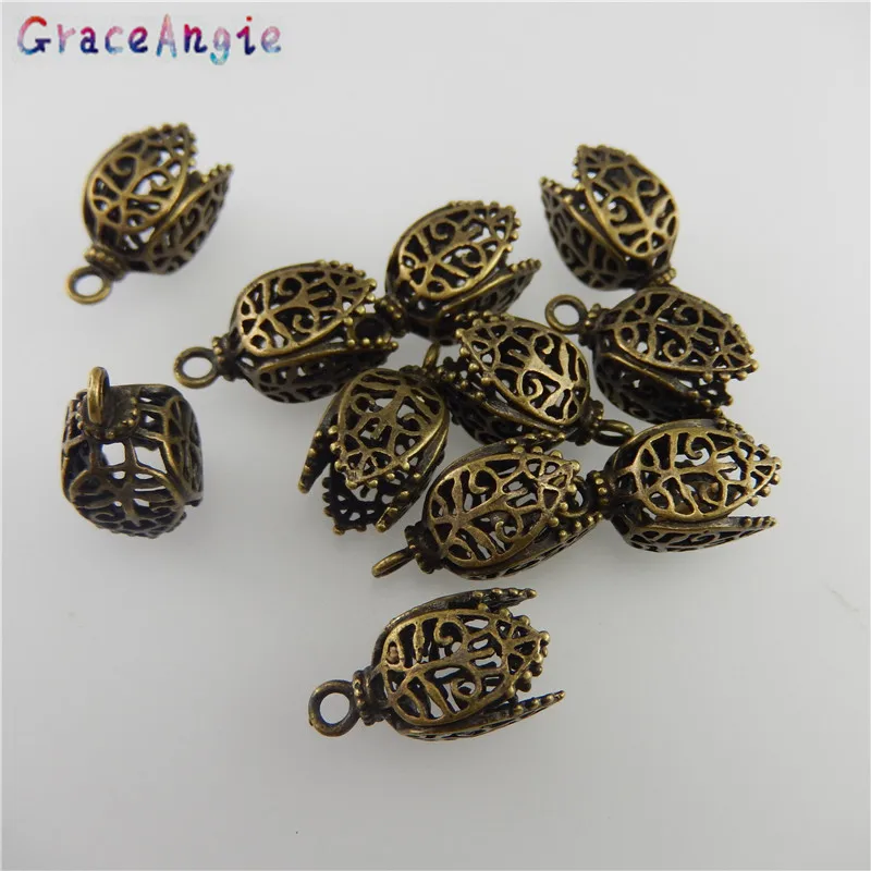 GraceAngie 8PCS Copper Antique Bronze Color Hollow-Pattern Pendant Finding 17*11*11MM 05745 Handmade Fashion Jewelry Charms