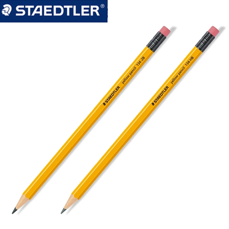 12 pcs STAEDTLER 134 Pencil With Eraser Pencils School Stationery Office Supplies Drawing Sketch Pencil Student Art Supply HB/2B