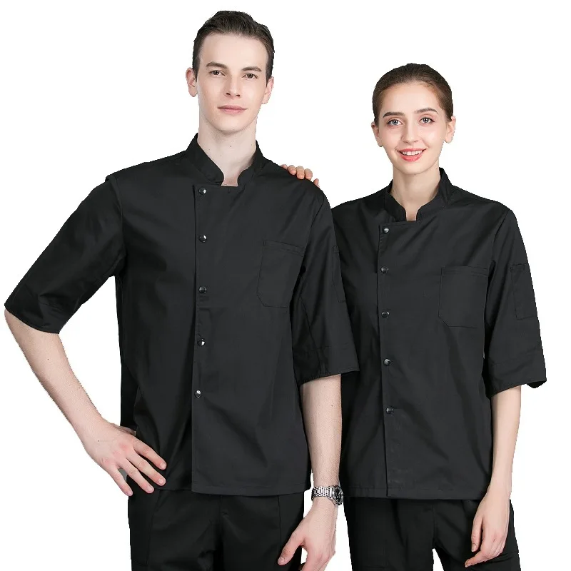 

Chef's Workwear Kitchen Seven-quarter Sleeve Cake Shop Restaurant Overalls Baking Dinner Men Women's Dining Room Clothes H2047