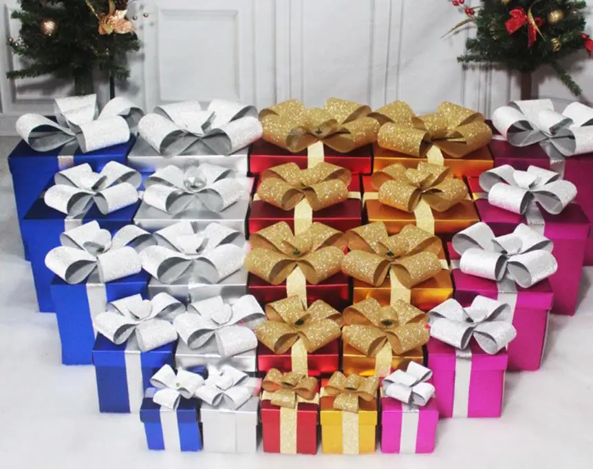 Large bowknot square gift box Christmas birthday wedding party decoration favors boxes 30X30X30cm festival holiday gift wrapping