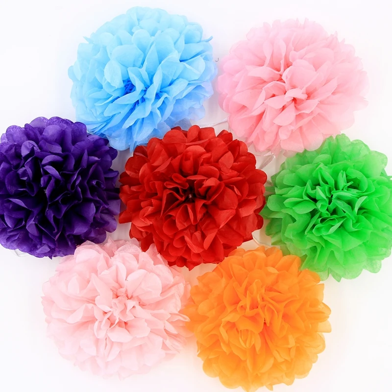 5PCS Handmade 6''(15CM) Tissue Paper Pom Poms Paper Flower Ball Pompom For Home Garden Wedding Birthday&Wedding  Decoration jz