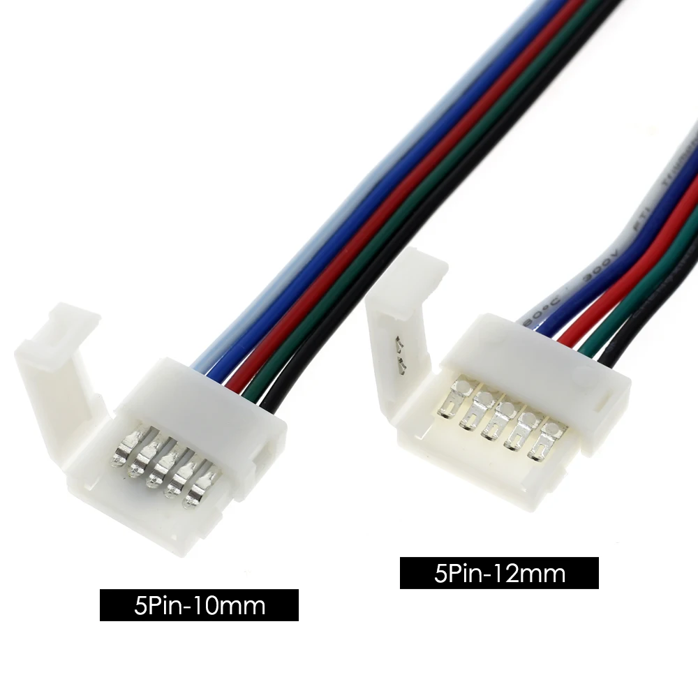 RGBW LED Strip Connector 5pin 12mm /10mm One Connector and Double Connector Free Welding Connector 5pcs/lot