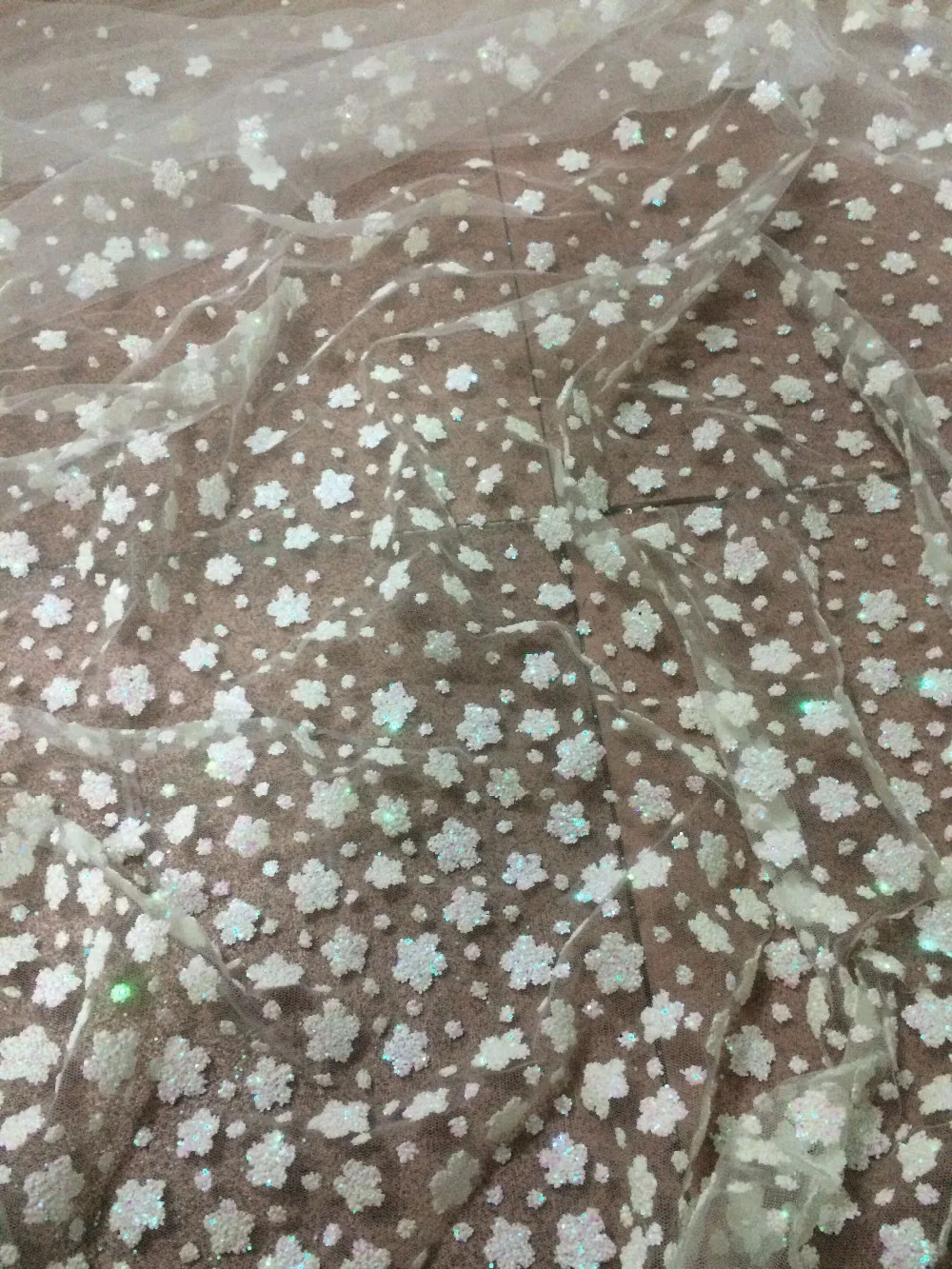 

white French Net Tulle Lace Fabric GLITTER Fabric sewing glitter net lace fabric SYJ-441