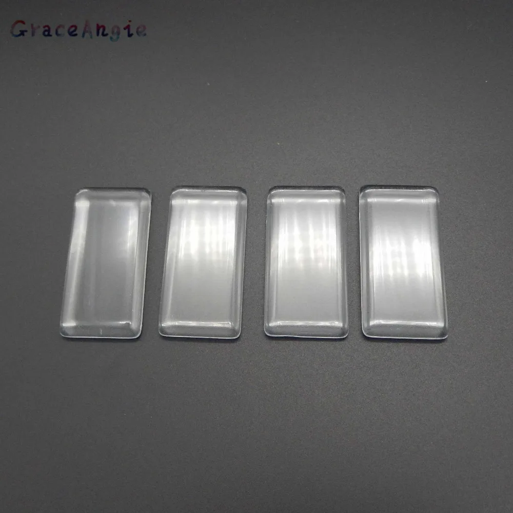 8PCS Rectangle Celar Glass Cameo For Photo Cabochon  jewelry making Necklace Handmade  Flat Back Wishes Box DIY Thickness 4mm