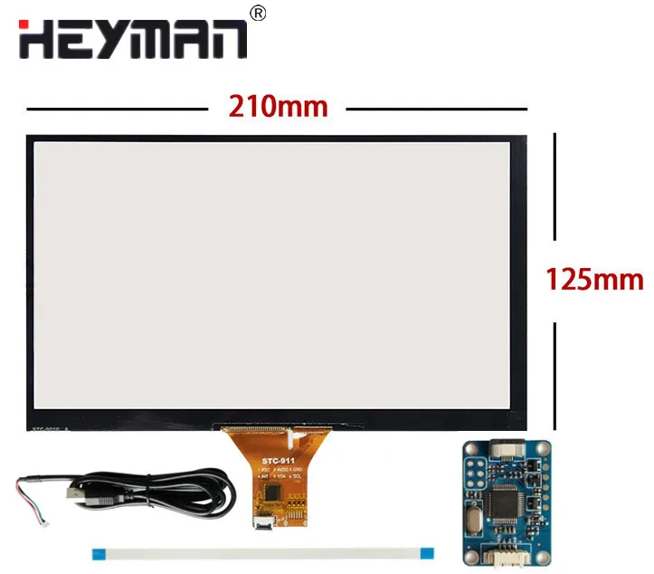 

9 Inch 210mm*125mm Capacitive Touch Digitizer Raspberry Pi Tablet PC Navigation Touch Screen Panel Glass+USB Driver Board