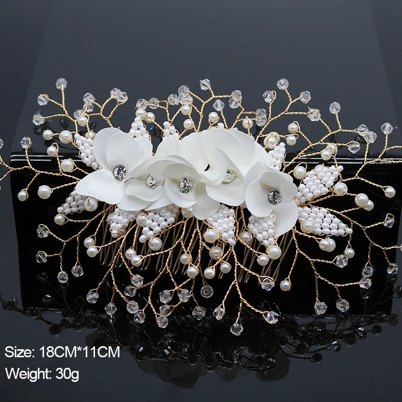 New Design Handmade Crystal Wedding Hair Accessories Tiara Headband Headpiece Simulated Pearl Bridal Hair Jewelry