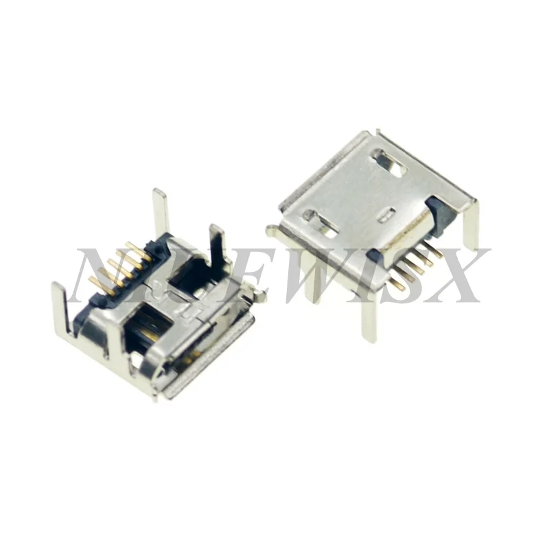 10pcs Micro USB Female Socket 5pin Type B 4 Vertical Legs Soldering Connectors Charging Socket Long feet 1.8mm