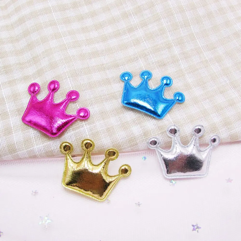 100pcs/lot PU cute crown padded applique Crafts for headwear bag shoe garment DIY accessories 4.3*3cm