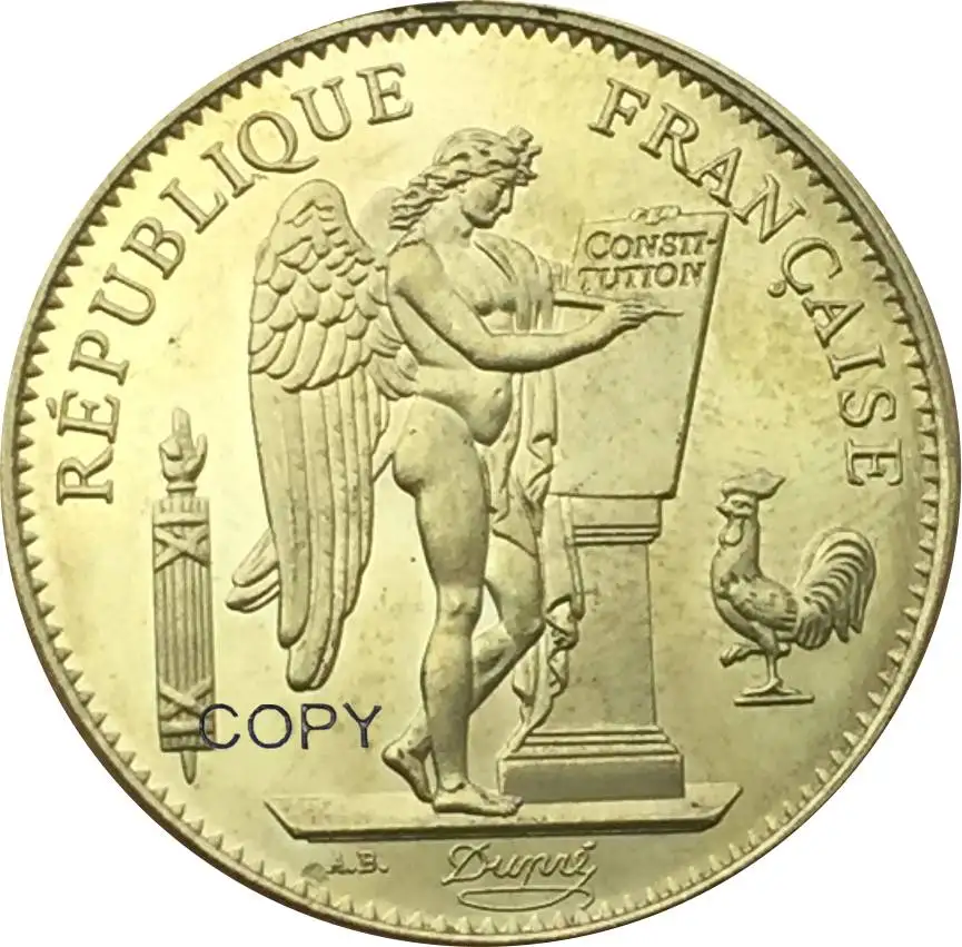 Французская релистская Золотая монета, латунная металлическая копировальная монета, 1887 50 франков