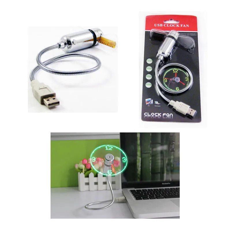 Mini ventilatore USB a mano gadget portatili ventilatori flessibili a collo d'oca a LED per Laptop PC Notebook Display in tempo reale durevole regolabile