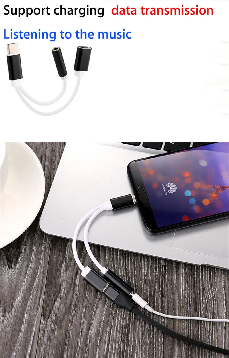 For huawei P30 P20 mate 20 honor Magic 2 USB Type C to 3.5mm Earphone Jack Adapter Aux Audio Cable Headphone Charging Converter