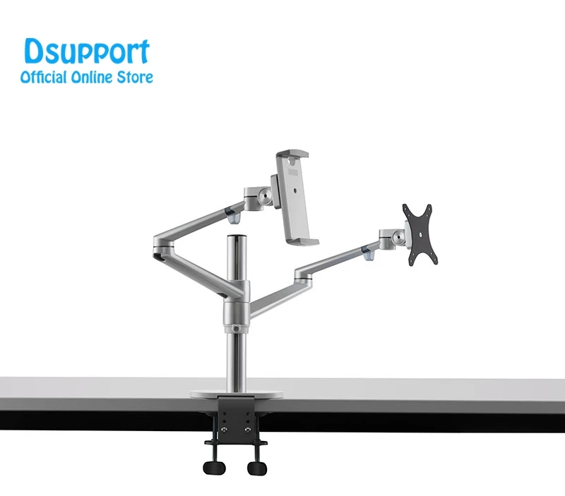 Aluminum Height Adjustable Desktop Dual Arm 17-32 inch Monitor Holder+10-17 inch Laptop Stand OL-3T Full Motion Mount Arm