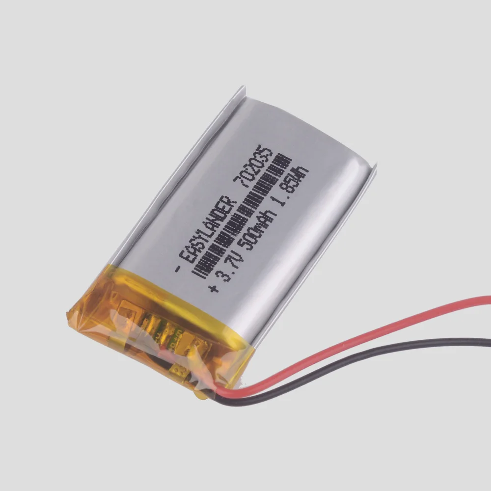 702035 3.7V 500mAh Rechargeable Lithium Li-ion Polymer Battery for mp3 gps PDA speaker DVR small toys smart watch 072035