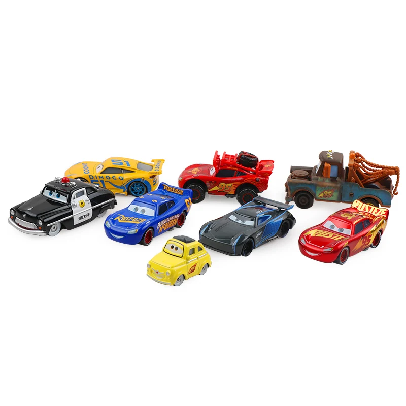 Disney Pixar Cars 2 3 Lightning McQueen Mater Jackson Storm Ramirez 1:55 Diecast Metal Alloy Car Model Christmas Kids Toys Gifts