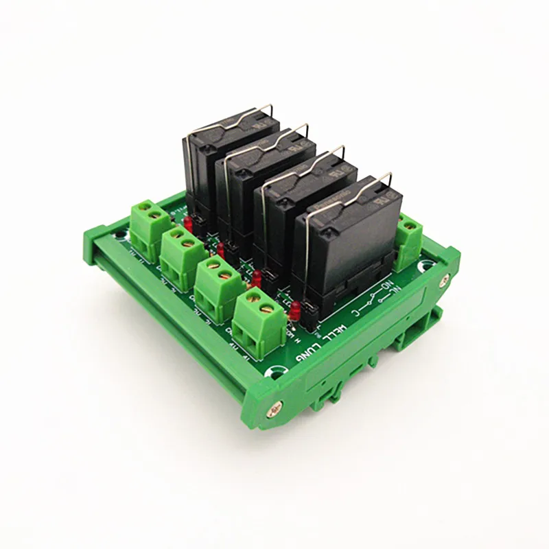 DIN Rail Mount 4 DPDT 5A Power Relay Interface Module, JW2SN-DC12V Relay.