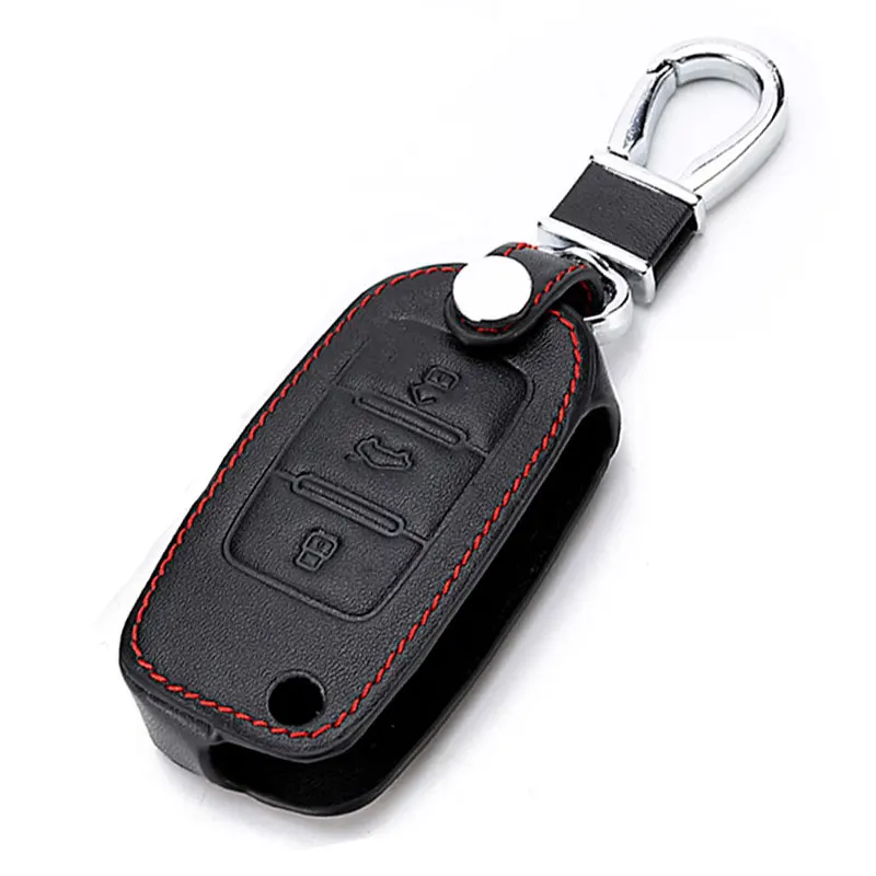 Genuine Leather Keychain Key Ring Cover Case For Skoda Octavia 2 A7 A5 Fabia Superb Car-Styling For VW Polo Golf 4 5 6 Passat