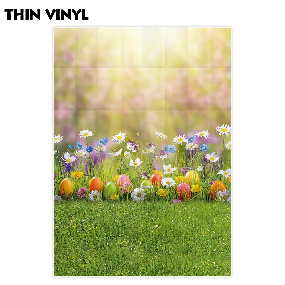 Funnytree photo background photocall spring eggs flowers grass sunlight Eatser backdrops photography photozone studio props