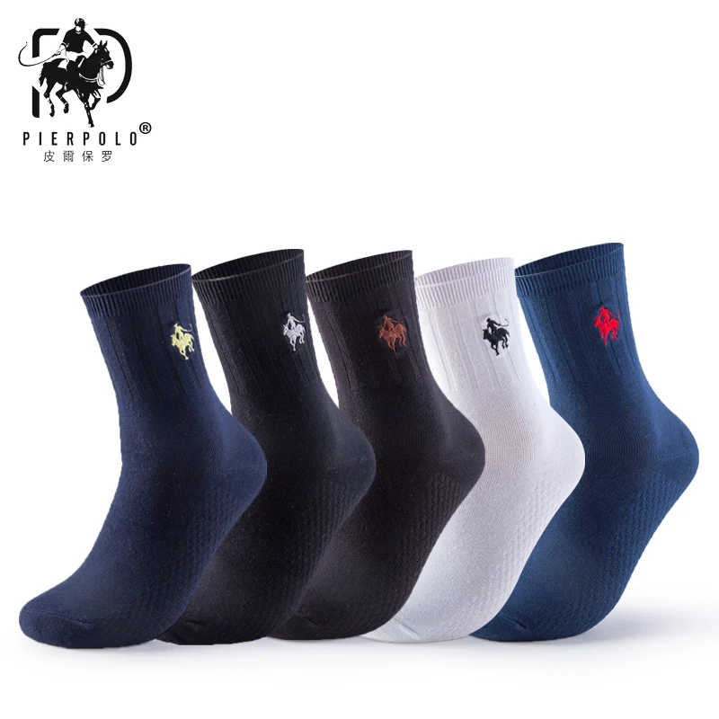 Brand Men Pier Polo Embroidery Calcetines Happy Meia Men\'s Socks Business Cotton Socks