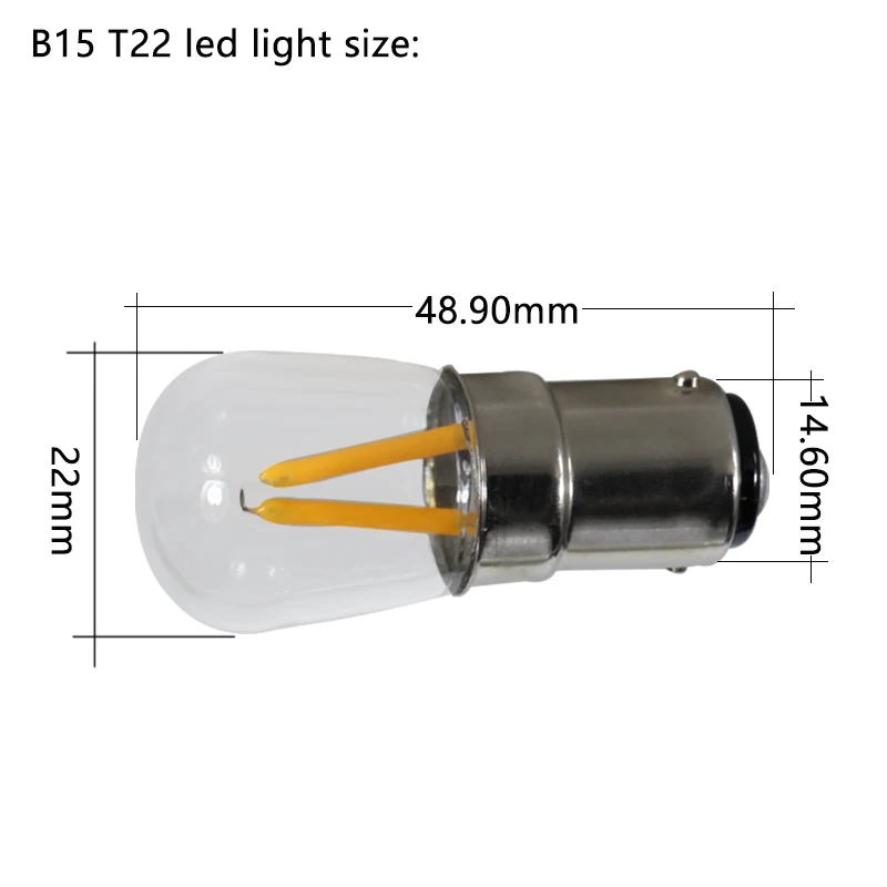 Ampoule Led Filament Light B15 12V Super T22 COB Ac Dc 12 V Volt 1.5W B15D Spotlight Sewing Machine Lamp 110v 220v Home Bulb