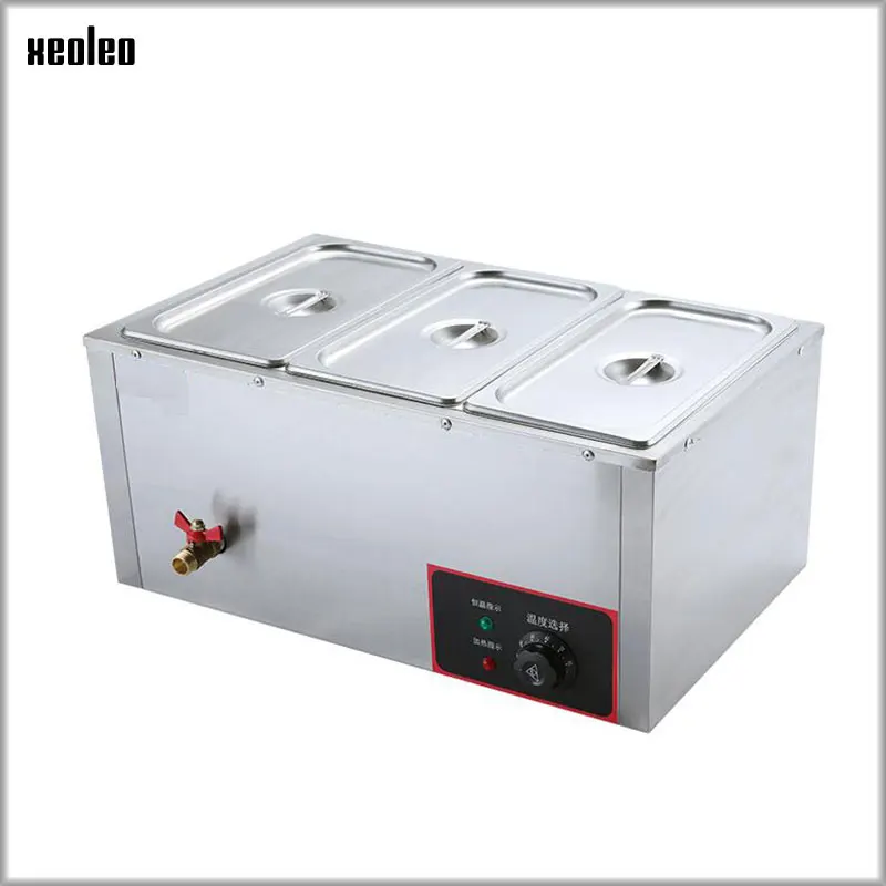 XEOLEO Insulated Soup Pool 4L*3 Heat Preservation Furnace Electric Warm Soup Stove for Fast Food restaurant 30~85 degree 850W