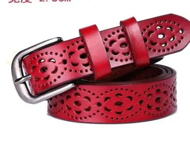 

50pcs/lot woman hollow out cowskin belt lady fashion Genuine Leather belt