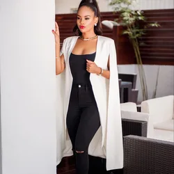 Factory Sale white Women's Blazer Long Sleeve Lapel Cape Blazer Coat Casual Split Poncho OL Jacket Cloak Coat Women Blazer Suit